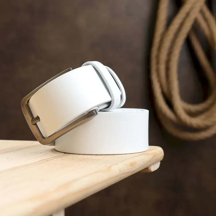 Кожаный ремень унисекс Vintage 20724 Белый