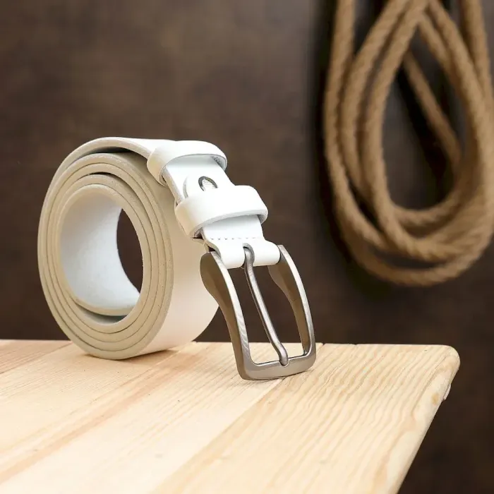 Кожаный ремень унисекс Vintage 20724 Белый