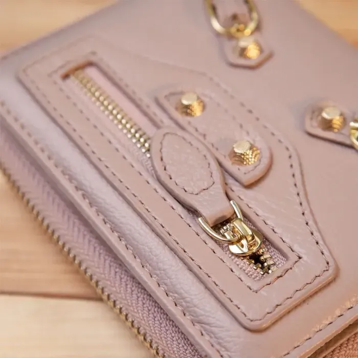 Кожаный симпатичный женский кошелек Guxilai 19398 Светло-розовый