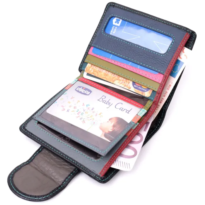 Шкіряний стильний гаманець з монетницею зовні ST Leather 19454 Чорний