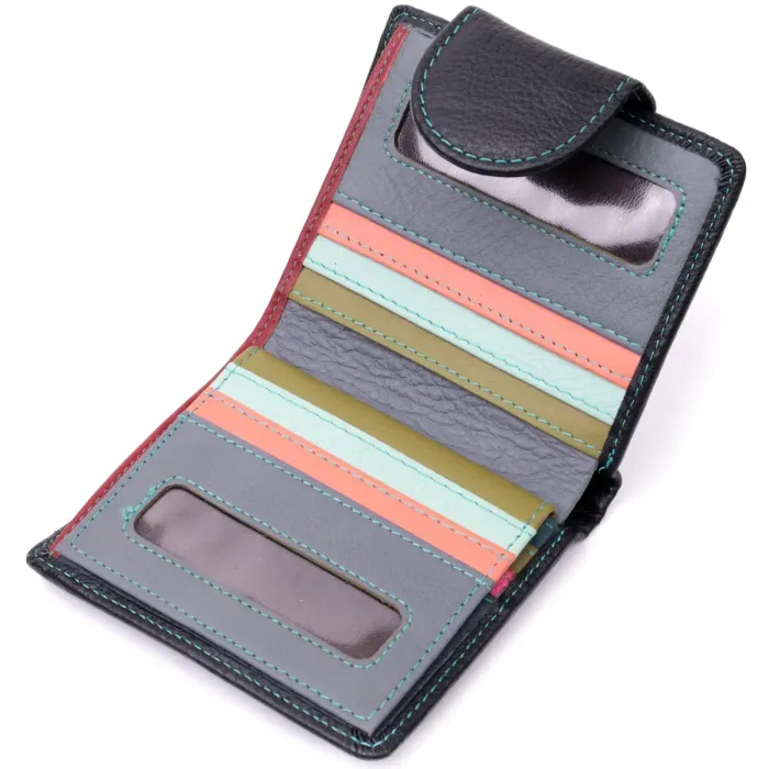 Шкіряний стильний гаманець з монетницею зовні ST Leather 19454 Чорний