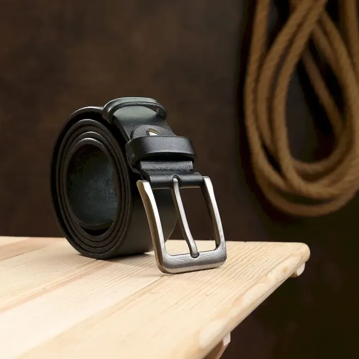 Кожаный стильный мужской ремень Vintage 20745 Черный