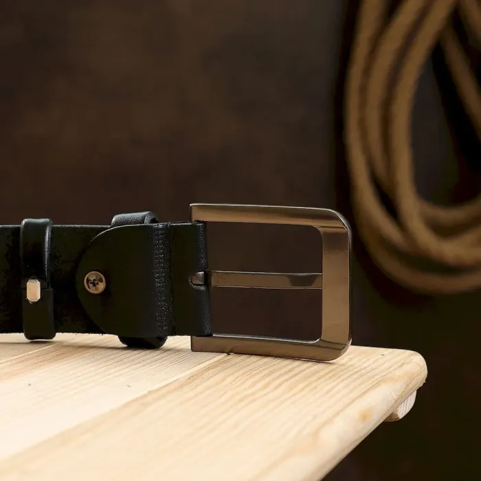 Кожаный стильный мужской ремень Vintage 20745 Черный