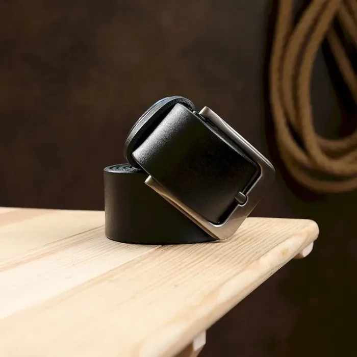 Кожаный стильный мужской ремень Vintage 20745 Черный