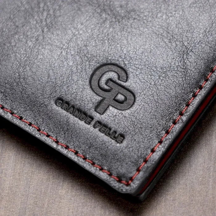 Кожаный стильный зажим для денег унисекс GRANDE PELLE 11541 Черный