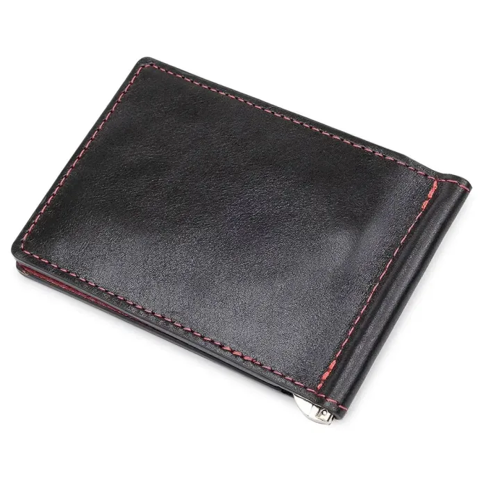 Кожаный стильный зажим для денег унисекс GRANDE PELLE 11541 Черный