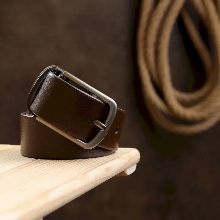 Кожаный строгий мужской ремень Vintage 20717 Коричневый