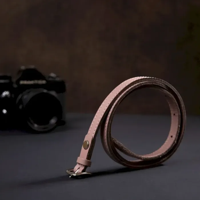 Шкіряний тонкий жіночий ремінь GRANDE PELLE 11372 Рожевий