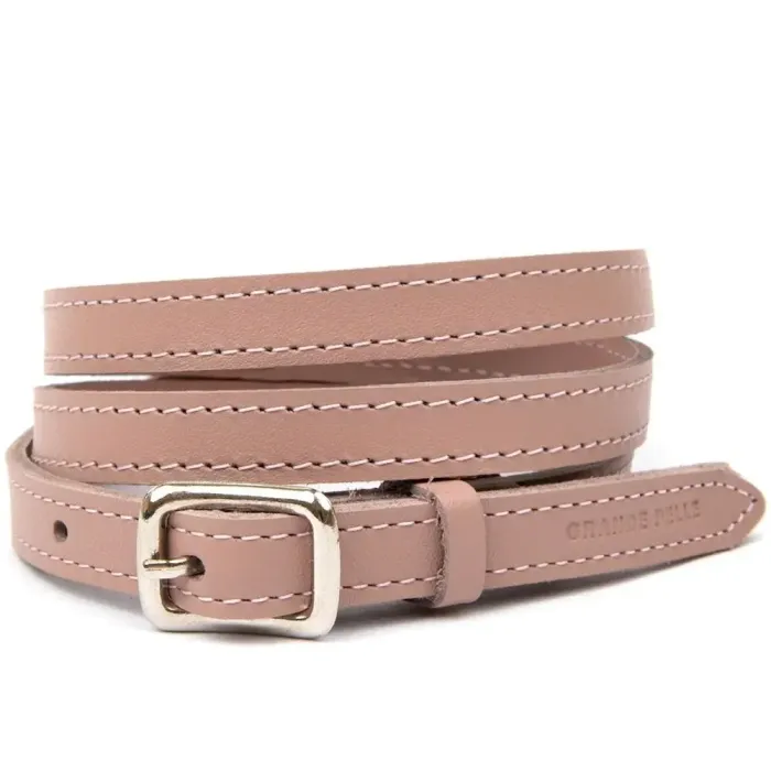 Шкіряний тонкий жіночий ремінь GRANDE PELLE 11372 Рожевий