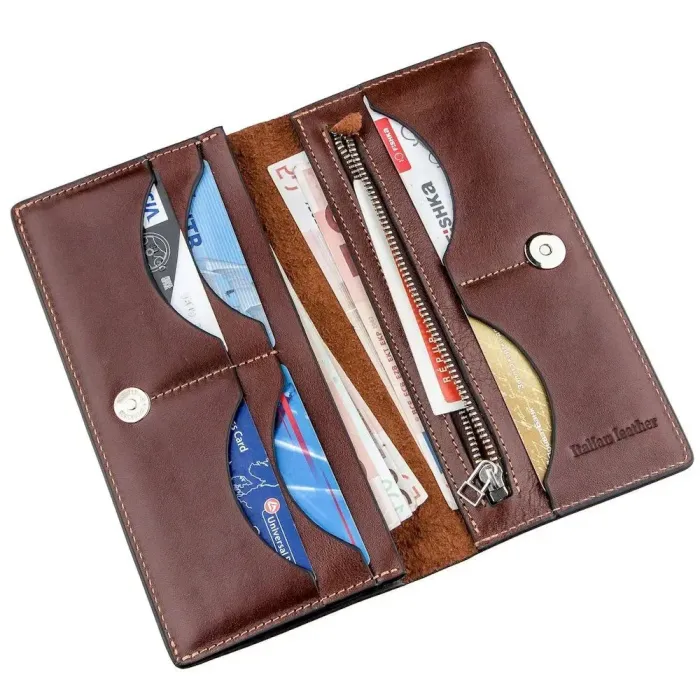 Шкіряний вертикальний купюрник GRANDE PELLE 11213 Коричневий