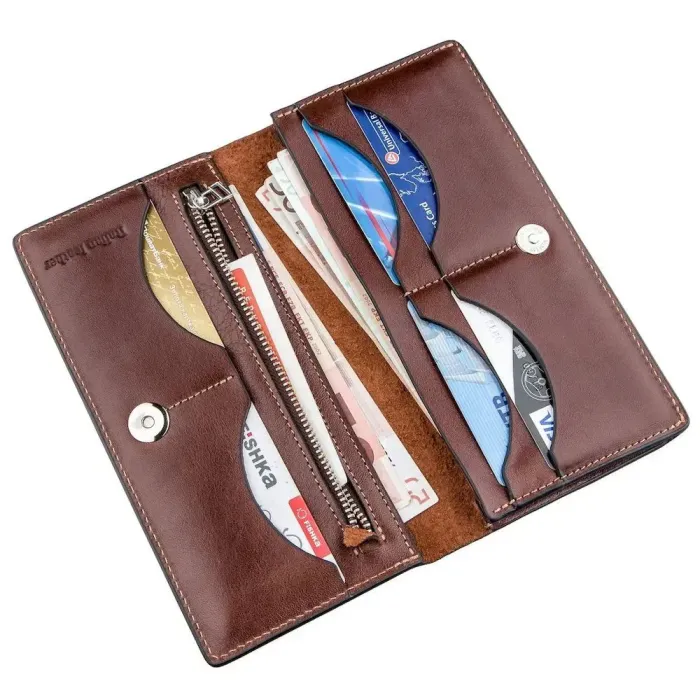 Шкіряний вертикальний купюрник GRANDE PELLE 11213 Коричневий