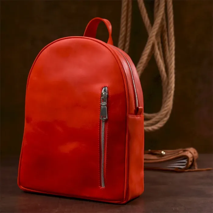 Шкіряний вінтажний жіночий рюкзак Shvigel 16327 Червоний