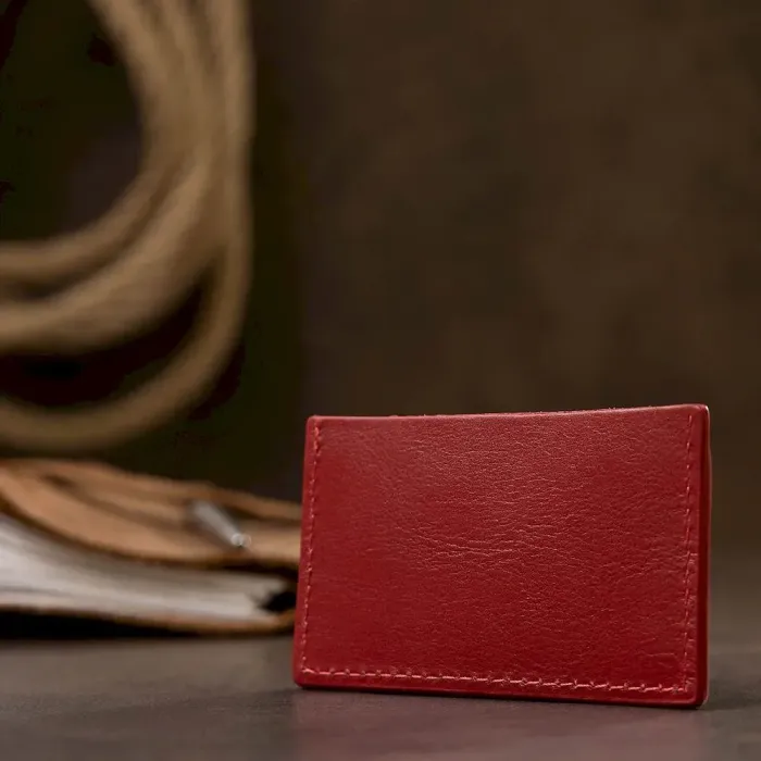 Кожаный женский картхолдер GRANDE PELLE 11396 Красный