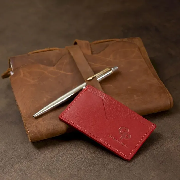 Кожаный женский картхолдер GRANDE PELLE 11396 Красный