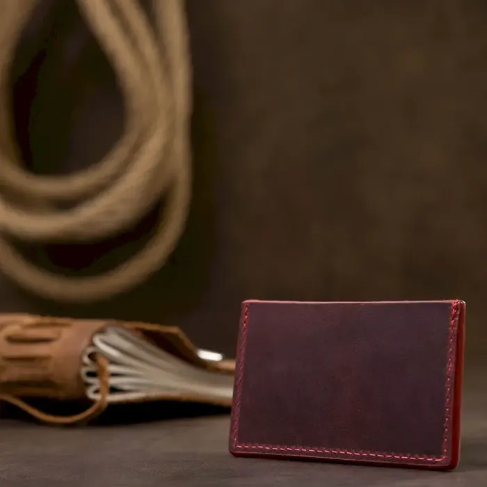 Шкіряний жіночий картхолдер GRANDE PELLE 11527 Бордовий
