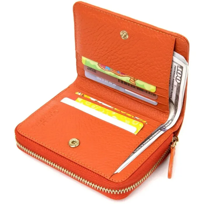 Кожаный женский кошелек Guxilai 19399 Оранжевый