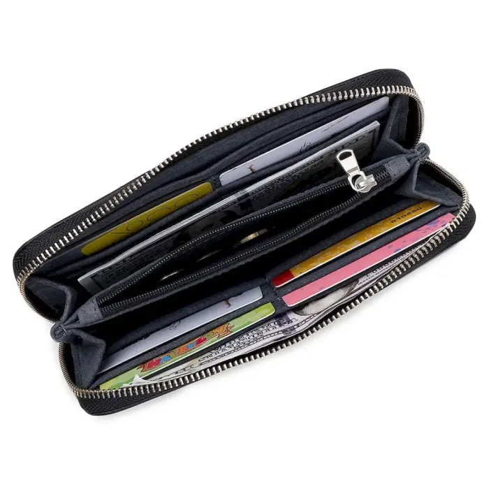 Шкіряний жіночий гаманець на блискавці GRANDE PELLE 11562 Чорний