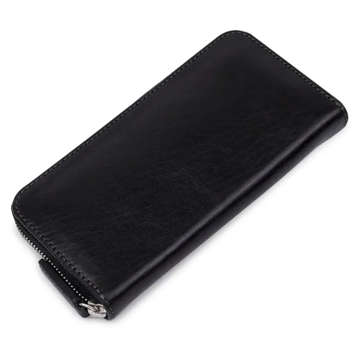 Шкіряний жіночий гаманець на блискавці GRANDE PELLE 11562 Чорний