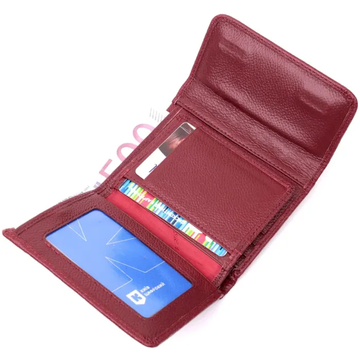 Шкіряний жіночий гаманець із монетницею ST Leather 19480 Бордовий