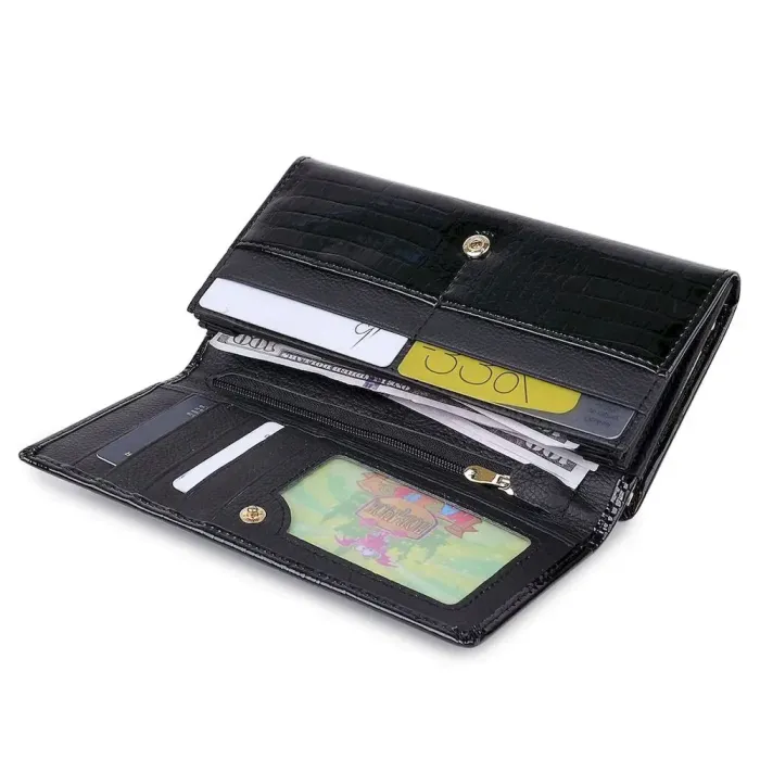 Шкіряний жіночий гаманець лакований ST Leather 18299 Чорний