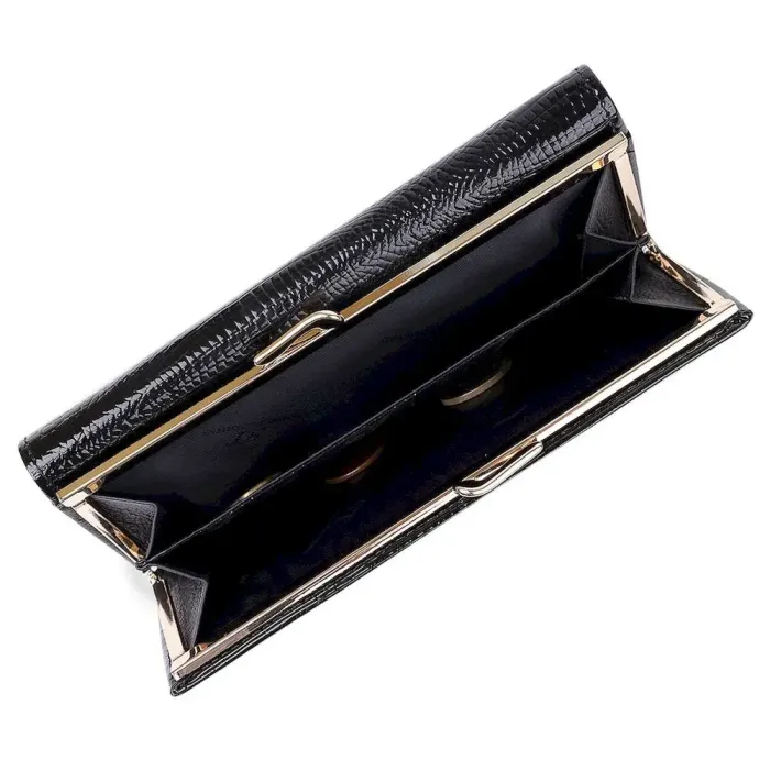 Шкіряний жіночий гаманець лакований ST Leather 18299 Чорний
