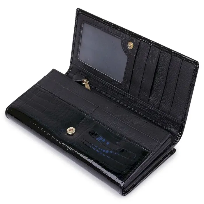 Шкіряний жіночий гаманець лакований ST Leather 18299 Чорний