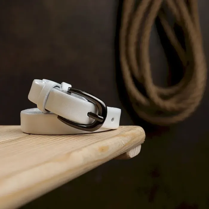 Шкіряний жіночий ремінь Vintage 20762 Білий