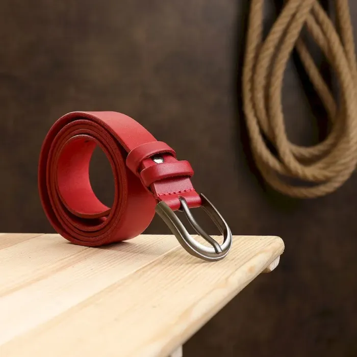 Кожаный женский ремень Vintage 20795 Красный