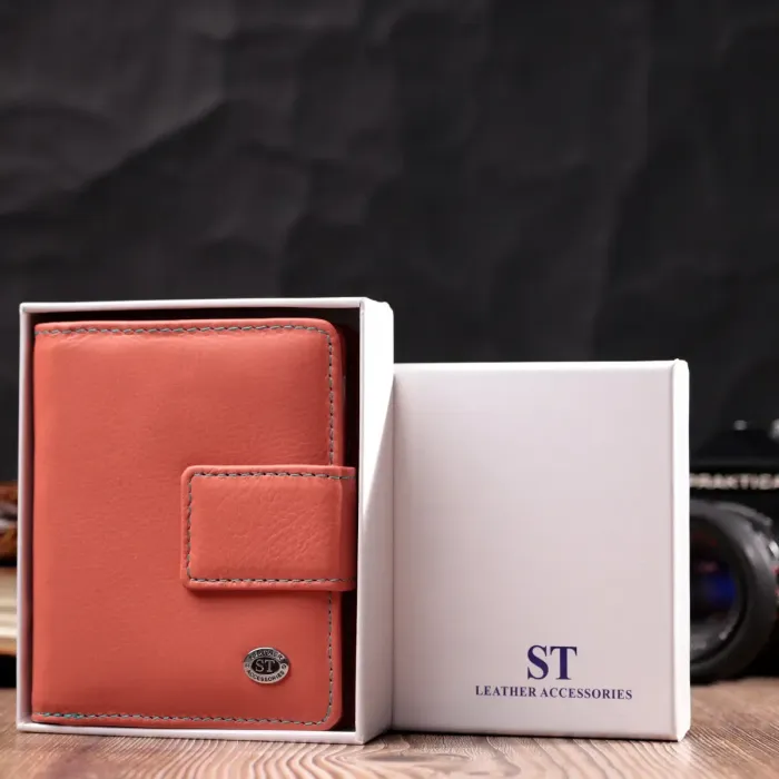 Жіночий шкіряний вертикальний гаманець невеликого розміру ST Leather 19438 Помаранчевий