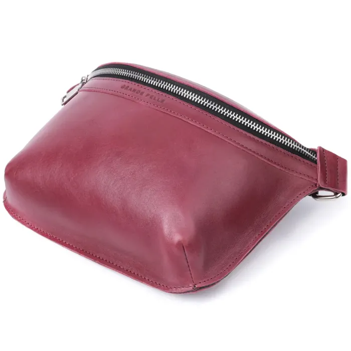 Красива бананка для жінок із натуральної шкіри GRANDE PELLE 22815 Рожевий