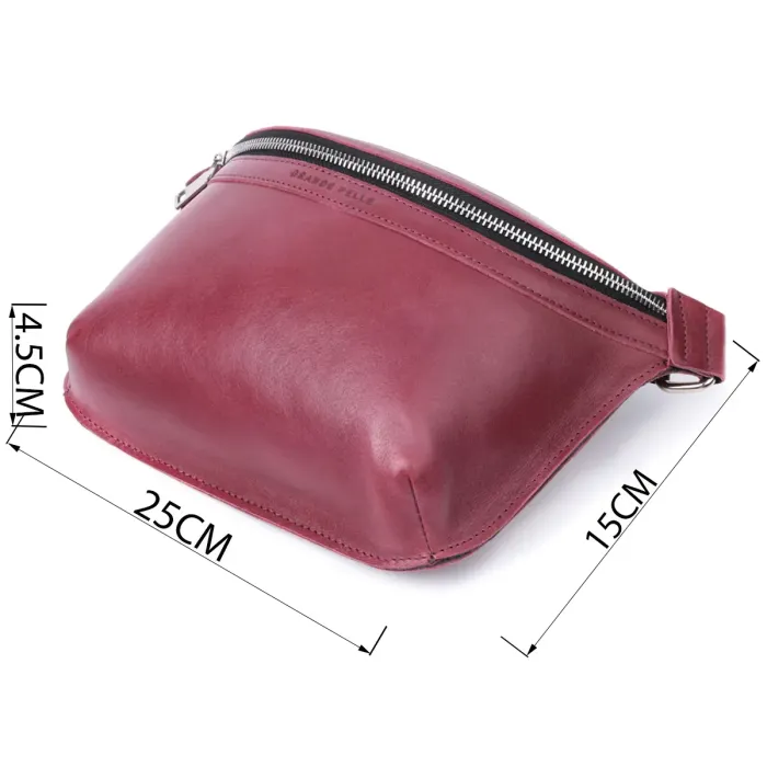 Красива бананка для жінок із натуральної шкіри GRANDE PELLE 22815 Рожевий