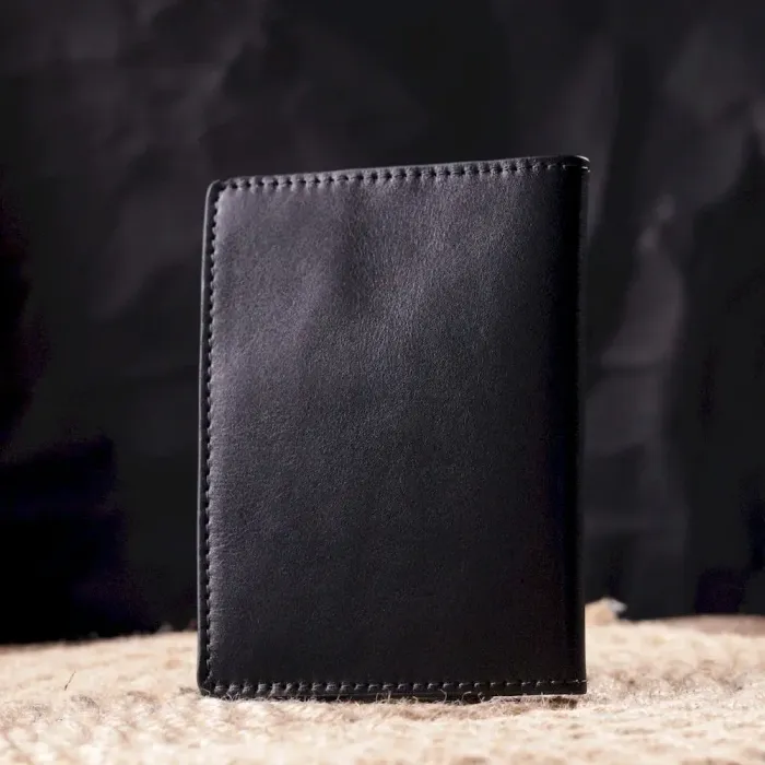 Красивая кожаная обложка на паспорт Карта GRANDE PELLE 16773 Черная