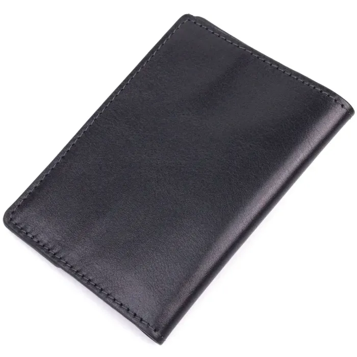 Красивая кожаная обложка на паспорт Карта GRANDE PELLE 16773 Черная