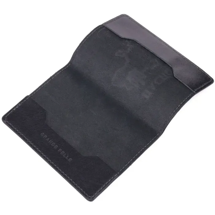 Красивая кожаная обложка на паспорт Карта GRANDE PELLE 16773 Черная