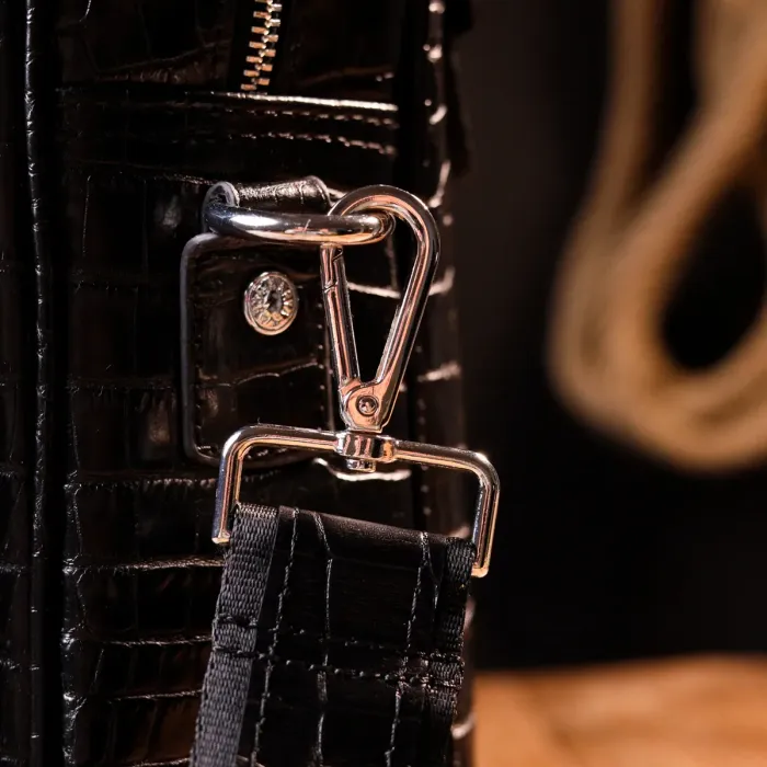 Красивая мужская сумка-портфель из фактурной кожи KARYA 20873 Черный