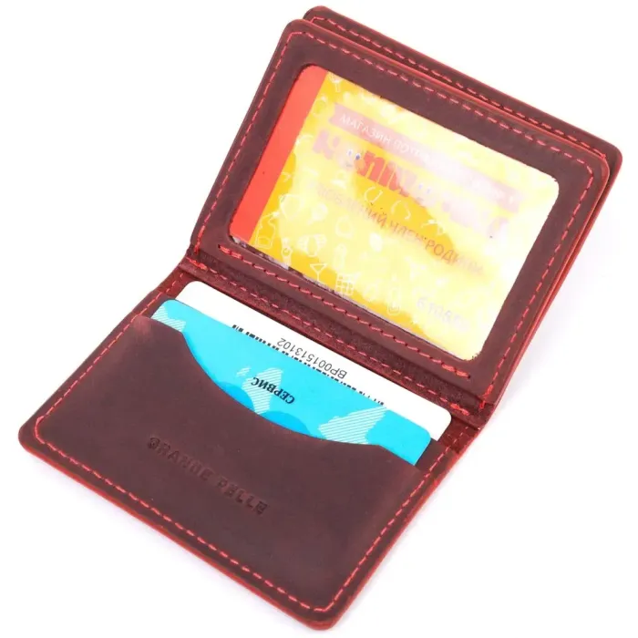 Красивая обложка на документы для женщин в винтажной коже Сердце GRANDE PELLE 16713 Бордовая