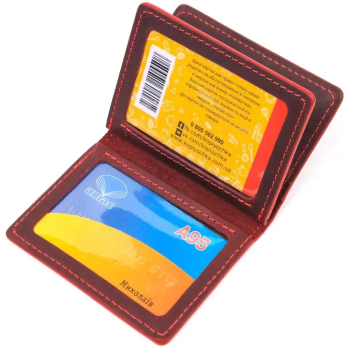 Красивая обложка на документы для женщин в винтажной коже Сердце GRANDE PELLE 16713 Бордовая