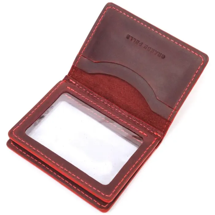 Красивая обложка на документы для женщин в винтажной коже Сердце GRANDE PELLE 16713 Бордовая