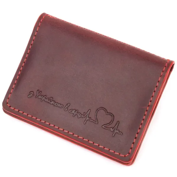Красива обкладинка на документи для жінок у vintage шкіри Серце GRANDE PELLE 16713 Бордова