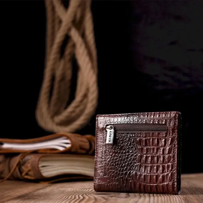 Красива візитниця з натуральної фактурної шкіри KARYA 20994 Коричневий