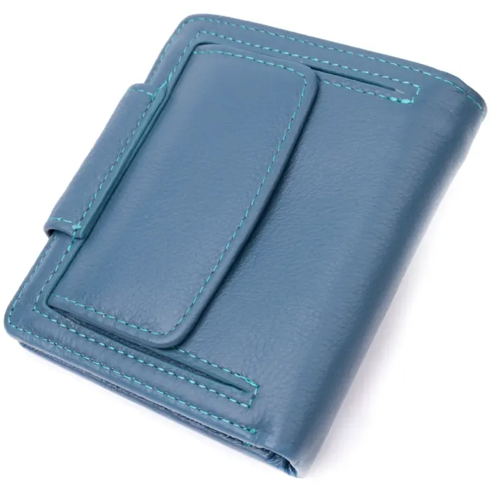 Красивое кожаное портмоне с монетницей снаружи для стильных женщин ST Leather 19457 Бирюзовый