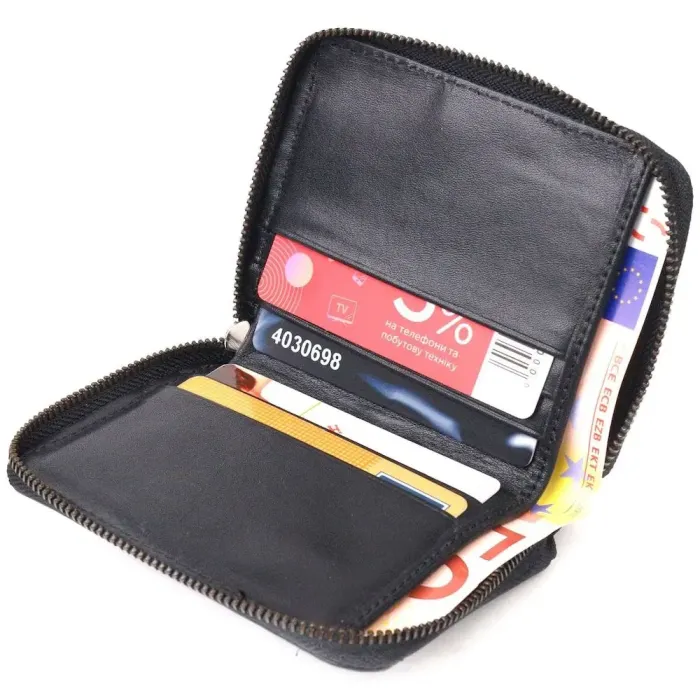 Красивое портмоне из натуральной галдкой кожи CANPELLINI 21492 Черное