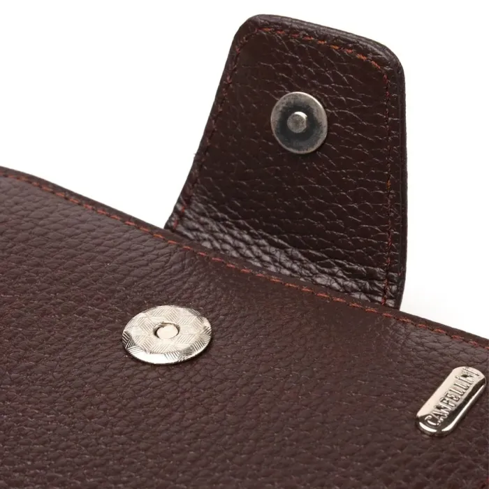Красиве вертикальне портмоне для жінок з монетницею на блискавці з натуральної шкіри CANPELLINI 21600 Коричневе