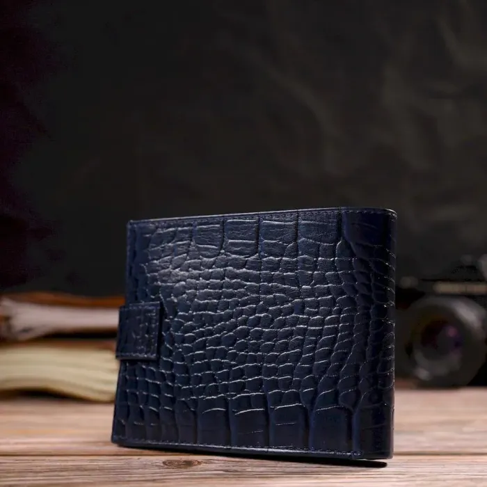 Гарний горизонтальний гаманець для чоловіків з натуральної шкіри з тисненням під рептилію CANPELLINI 21889