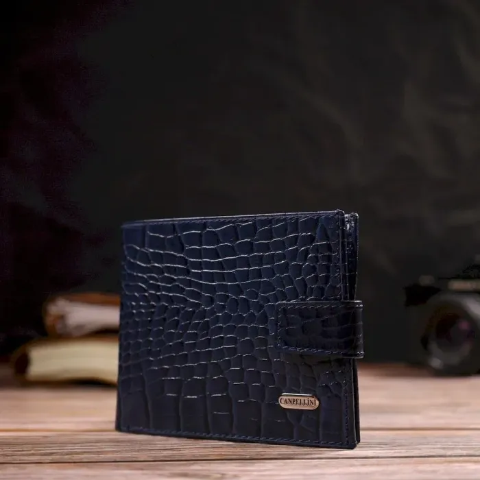 Гарний горизонтальний гаманець для чоловіків з натуральної шкіри з тисненням під рептилію CANPELLINI 21889
