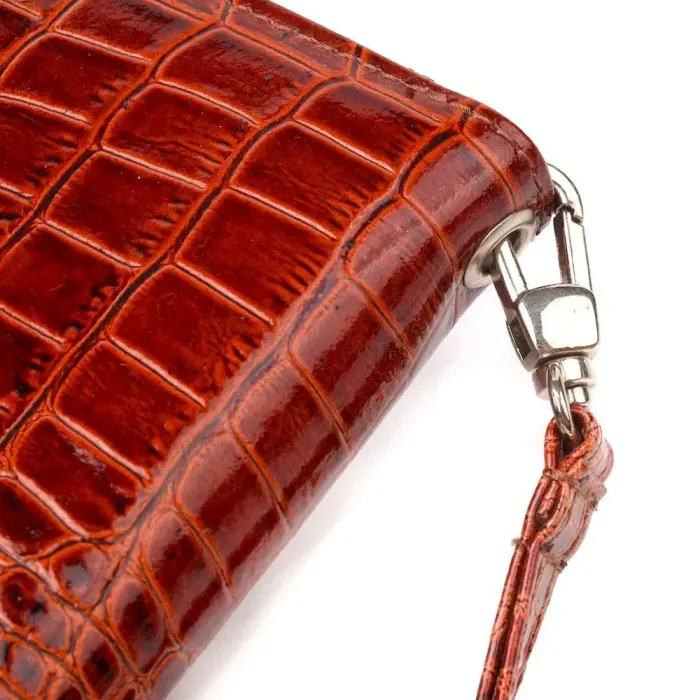 Гарний гаманець для жінок із натуральної фактурної шкіри під крокодила CANPELLINI 21620 Коньячний