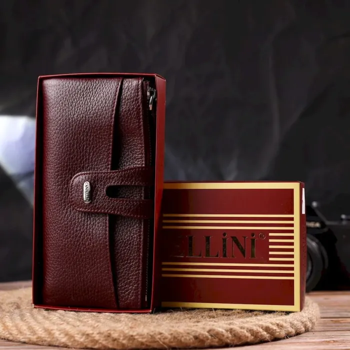 Гарний гаманець із натуральної зернистої шкіри CANPELLINI 21636 Бордовий