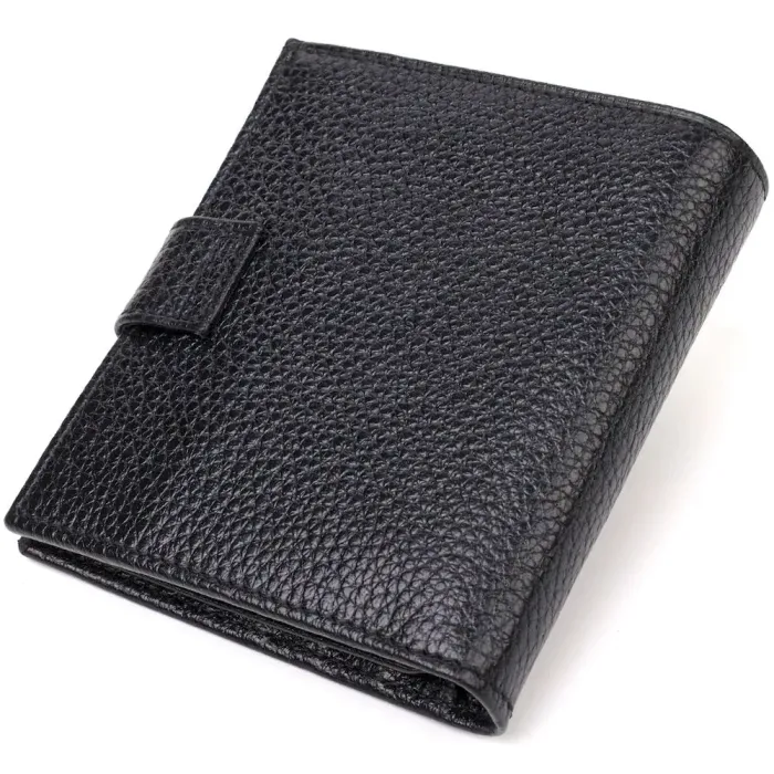 Красивый мужской бумажник из натуральной зернистой кожи CANPELLINI 21730 Черный