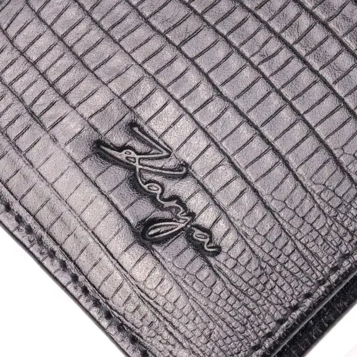 Красивий чоловічий гаманець із фактурної шкіри під рептилію KARYA 21059 Чорний