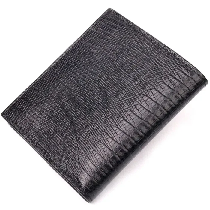 Красивий чоловічий гаманець із фактурної шкіри під рептилію KARYA 21059 Чорний
